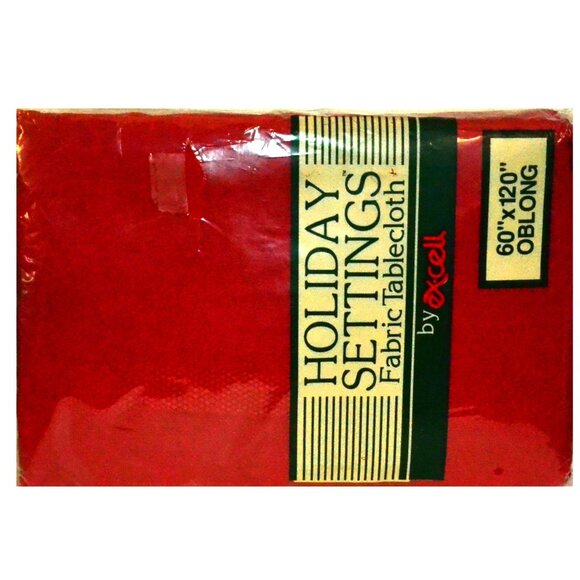 Ex-Cell Fabric Holiday Tablecloth New In Package 60 x 120 Oblong Red Linens - Picture 2 of 4